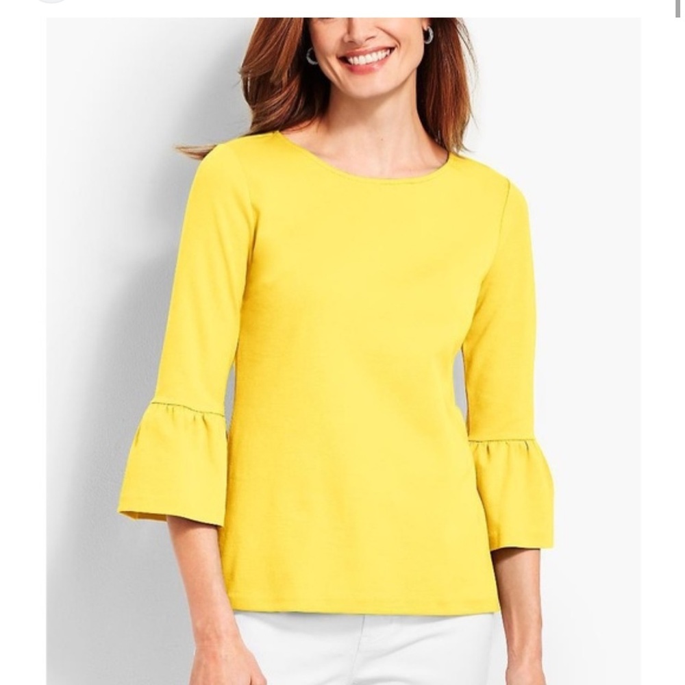 Talbots Sunny Yellow Flare Sleeve Blouse s